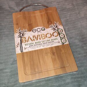 NEW Bamboo Natural Wood Cutting Board Sealed 11.6 x 7.7 with Handle